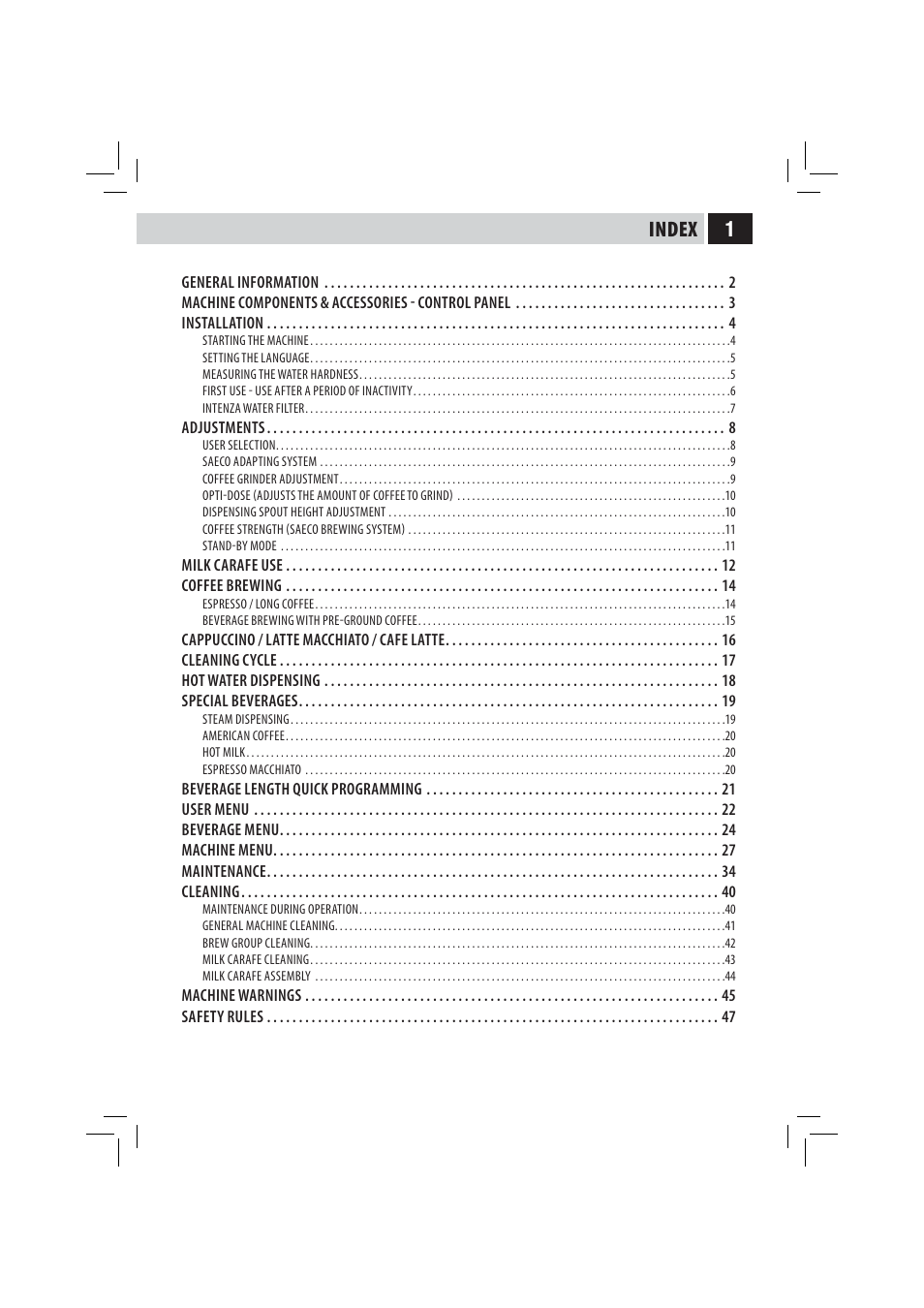 1index | Philips 10003278 User Manual | Page 8 / 110