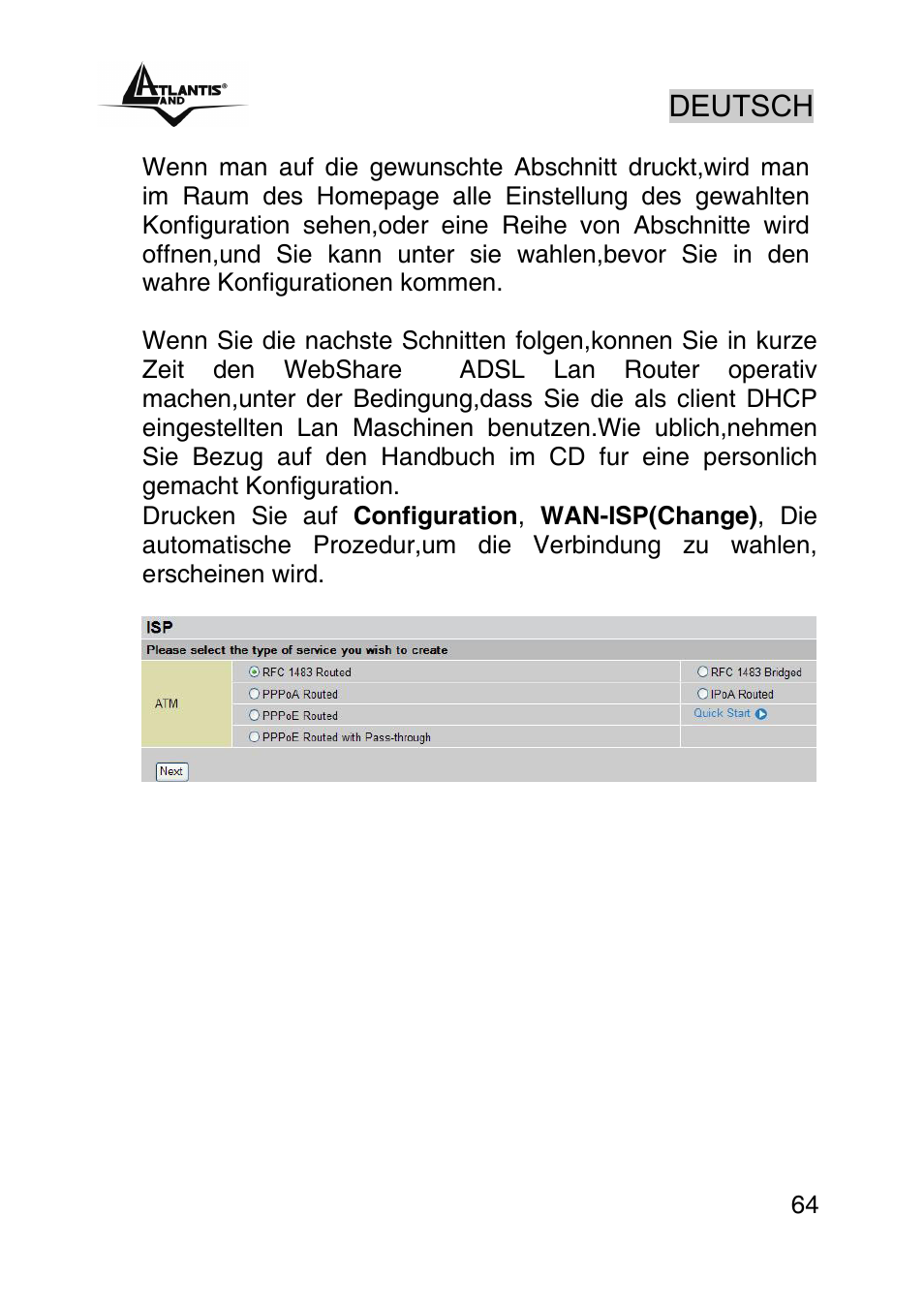 Deutsch | Atlantis Land A02-RA440 User Manual | Page 64 / 81