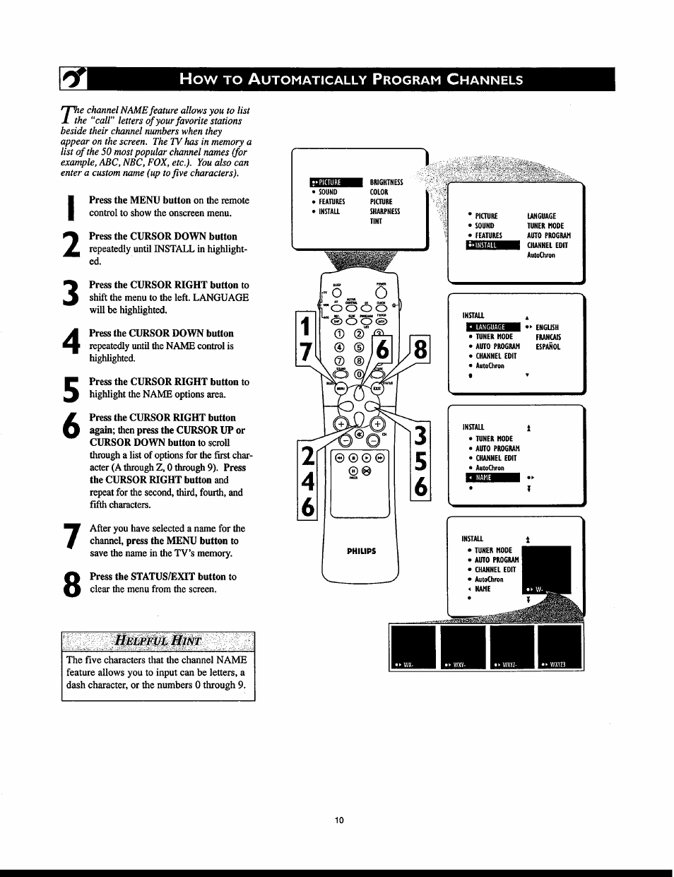 Helpful hint | Philips 32PT830H User Manual | Page 10 / 56