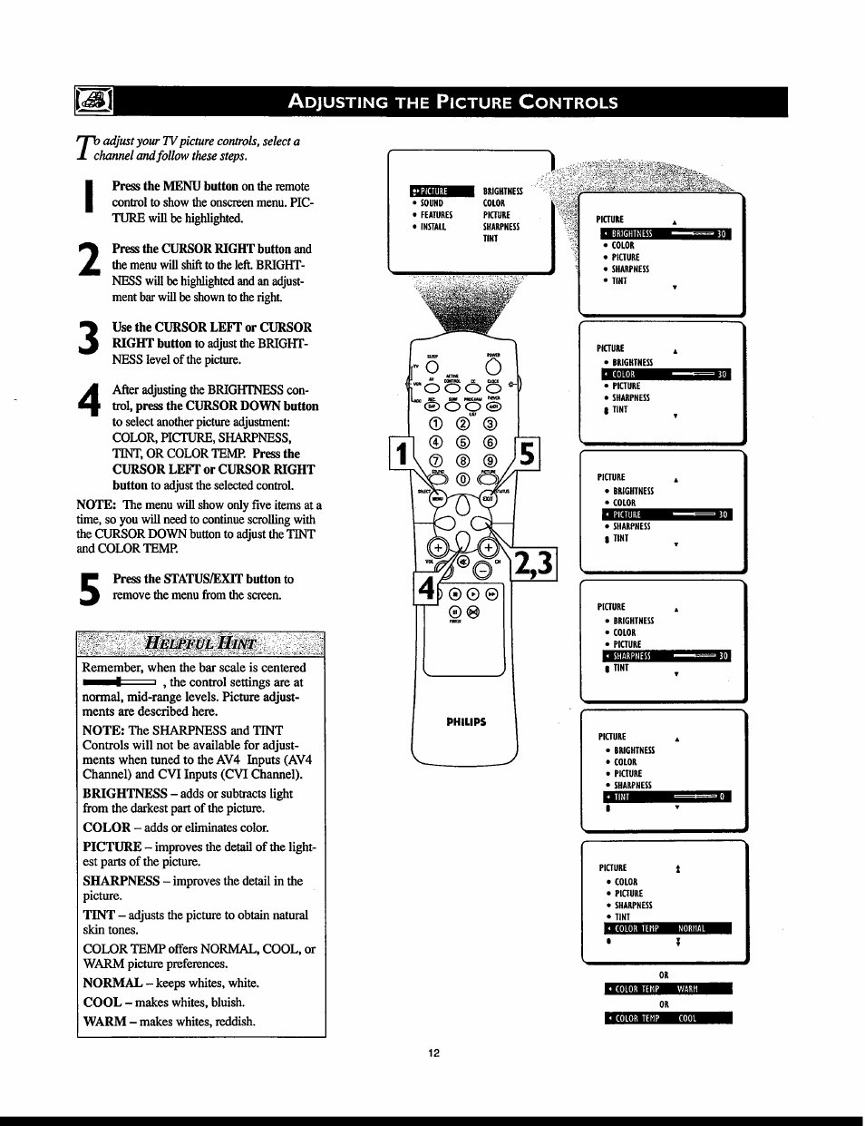 Helpful hint, Oooo | Philips 32PT830H User Manual | Page 12 / 56