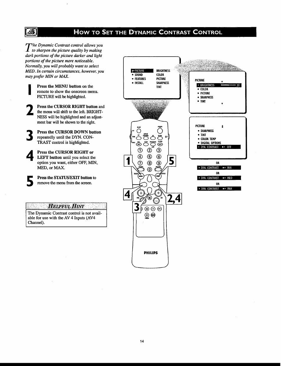 Helpful hint | Philips 32PT830H User Manual | Page 14 / 56