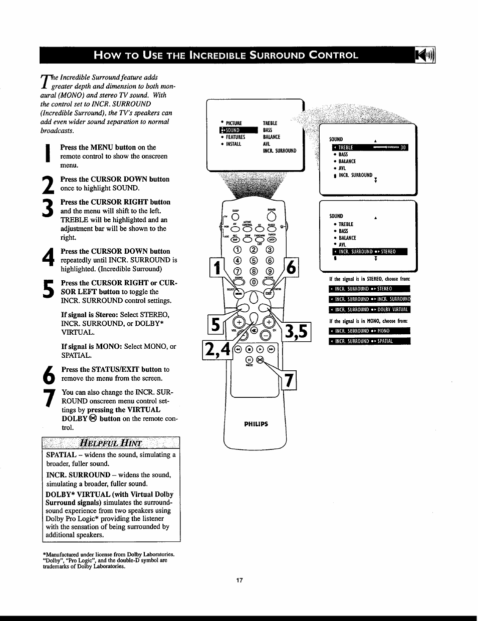 Helpful hint | Philips 32PT830H User Manual | Page 17 / 56