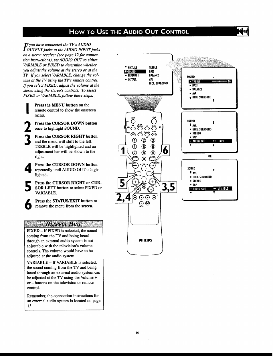 Helpful hint | Philips 32PT830H User Manual | Page 19 / 56