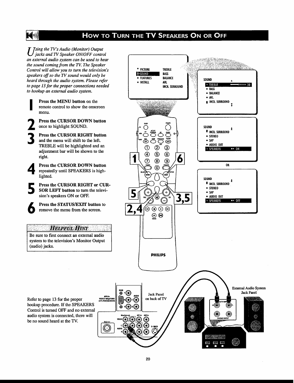 Helpful hint | Philips 32PT830H User Manual | Page 20 / 56