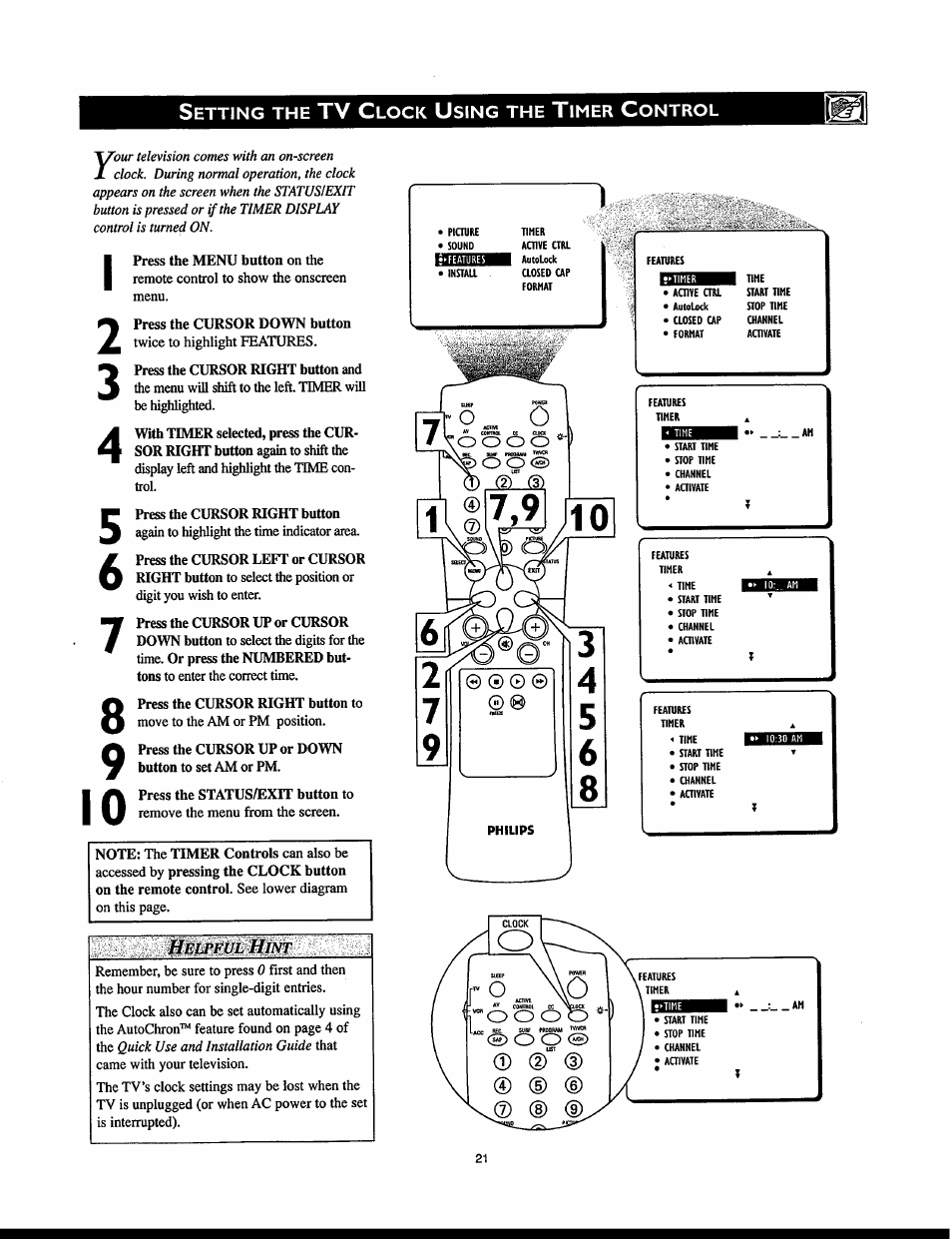 Helpful hint, Tv c | Philips 32PT830H User Manual | Page 21 / 56