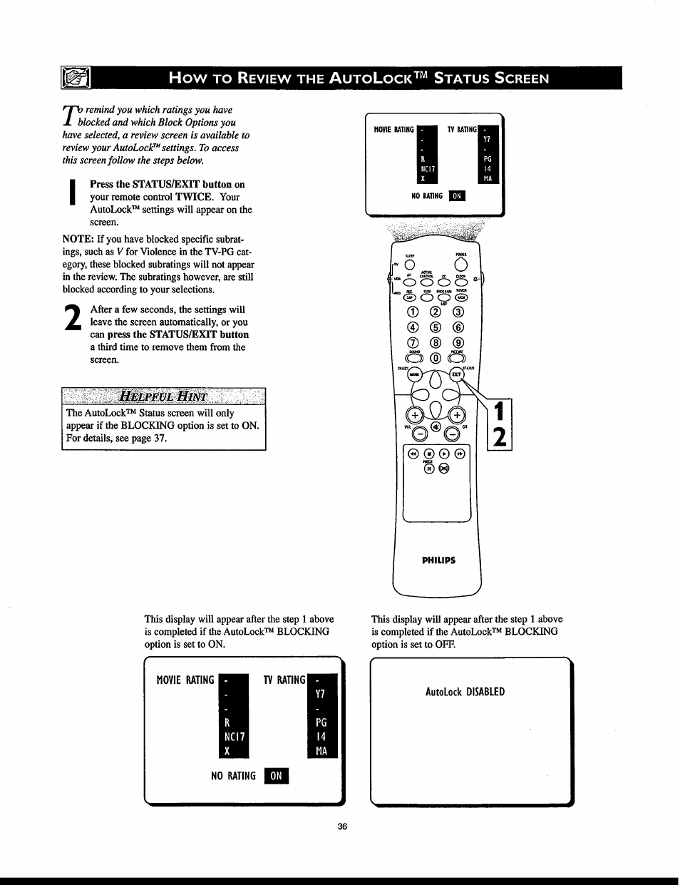 Helpful hint | Philips 32PT830H User Manual | Page 36 / 56