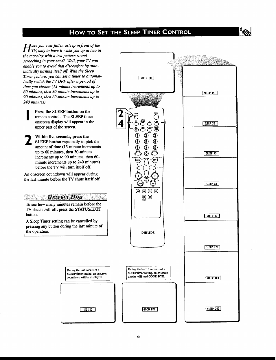 Helpful hint | Philips 32PT830H User Manual | Page 41 / 56