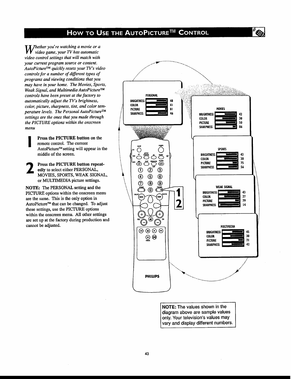 Icture, Ontrol | Philips 32PT830H User Manual | Page 43 / 56
