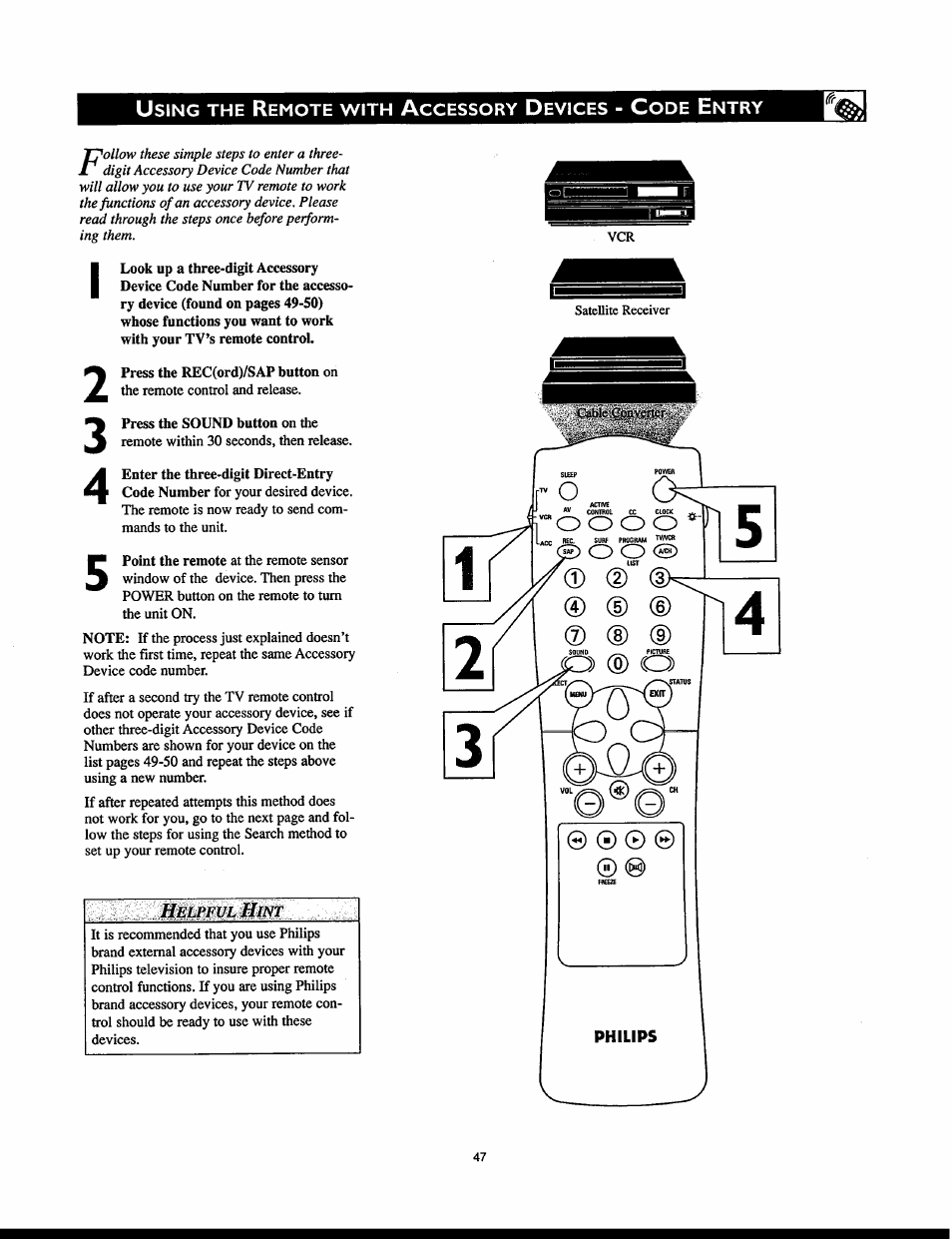 Helpfvl hint | Philips 32PT830H User Manual | Page 47 / 56