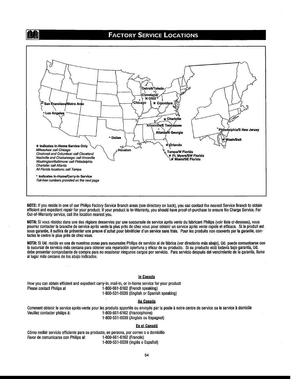 Lilcanaila, Actory, Ervice | Ocations | Philips 32PT830H User Manual | Page 54 / 56