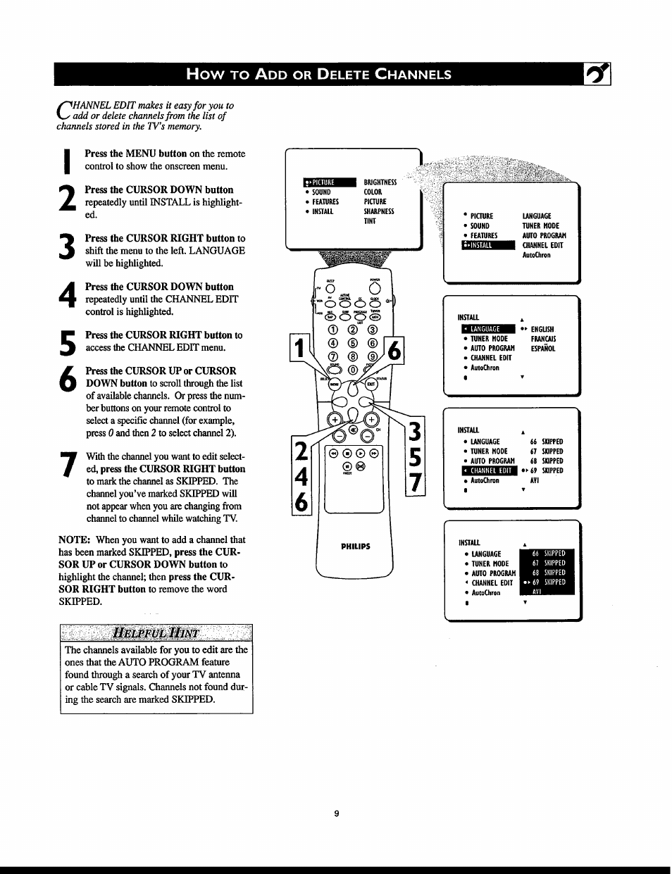 Hèlpfulhint | Philips 32PT830H User Manual | Page 9 / 56