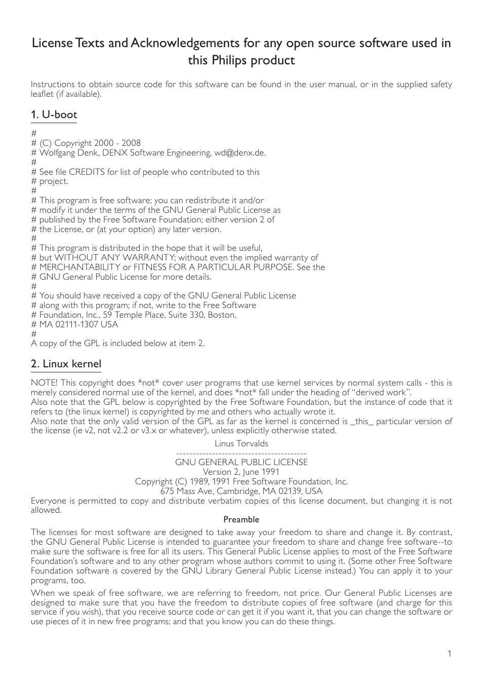 U-boot, Linux kernel | Philips BDP3250-05 User Manual | Page 30 / 52