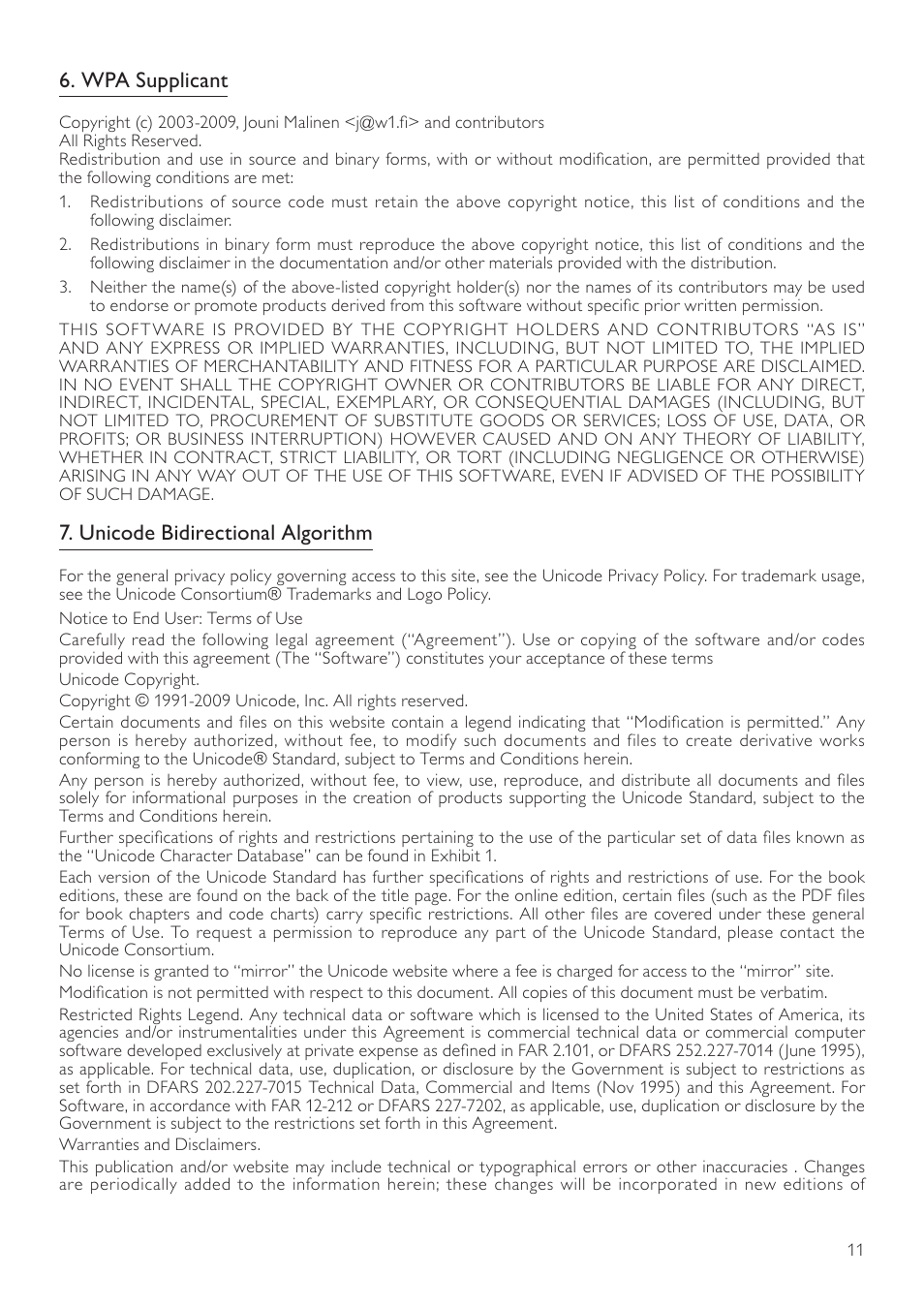 Wpa supplicant, Unicode bidirectional algorithm | Philips BDP3250-05 User Manual | Page 40 / 52