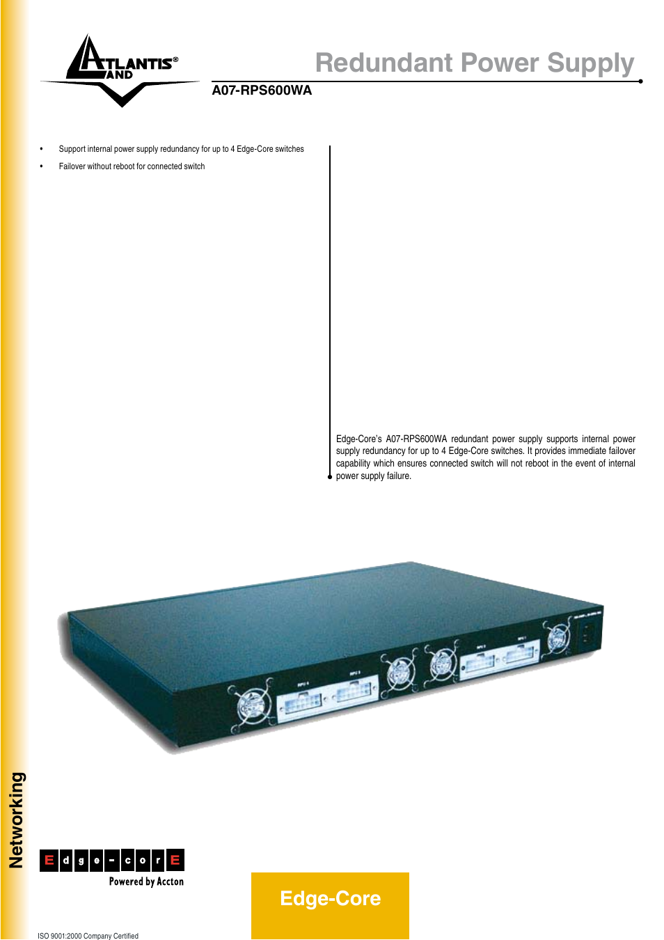 Atlantis Land Redundant Power Supply User Manual | 2 pages