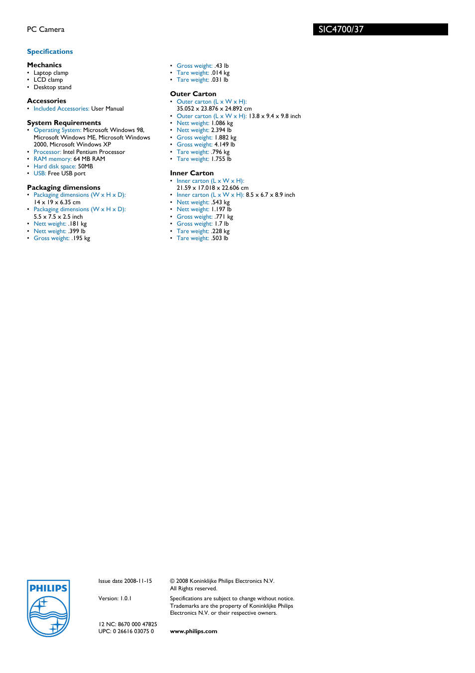 Philips SIC4700-37 User Manual | Page 2 / 2