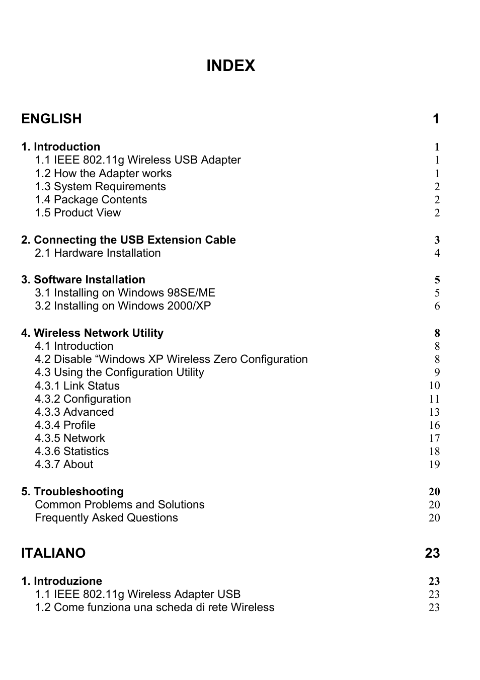 Index | Atlantis Land A02-UP-W54 User Manual | Page 5 / 75