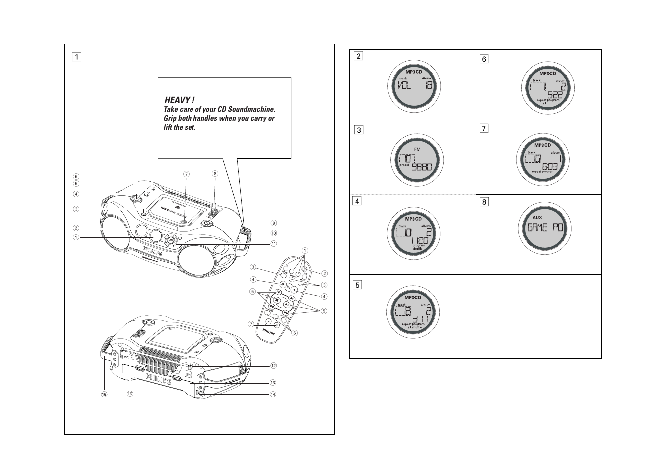 Heavy | Philips AZ2537-17B User Manual | Page 3 / 9