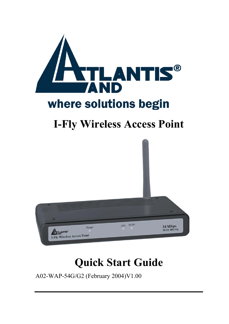 Atlantis Land I-FLY A02-WAP-54G User Manual | 9 pages