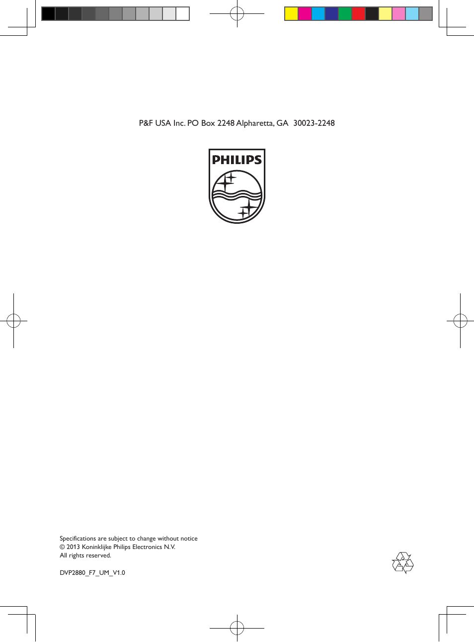 Philips DVP2880-F7 User Manual | Page 18 / 18