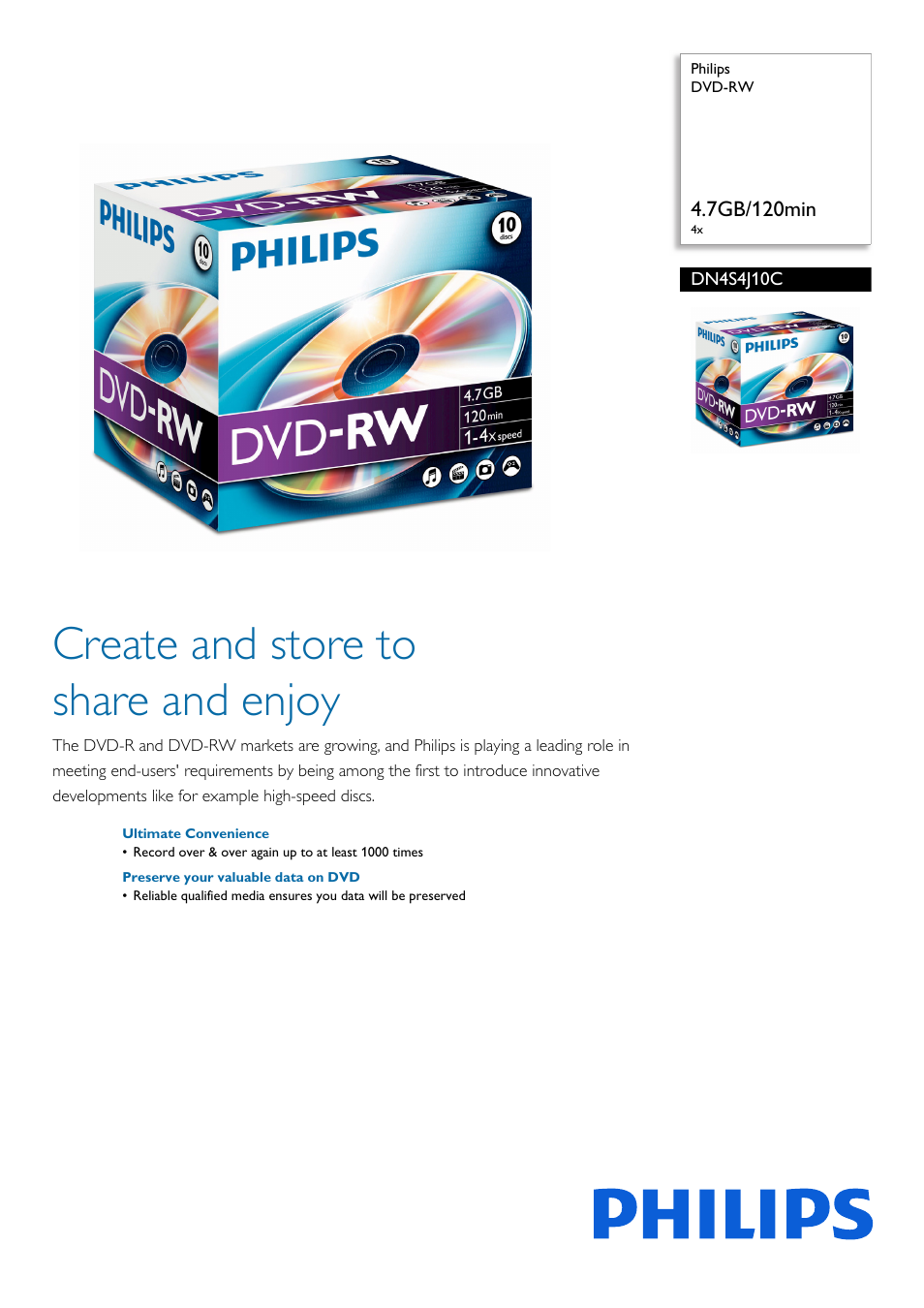 Philips DN4S4J10C-17 User Manual | 2 pages