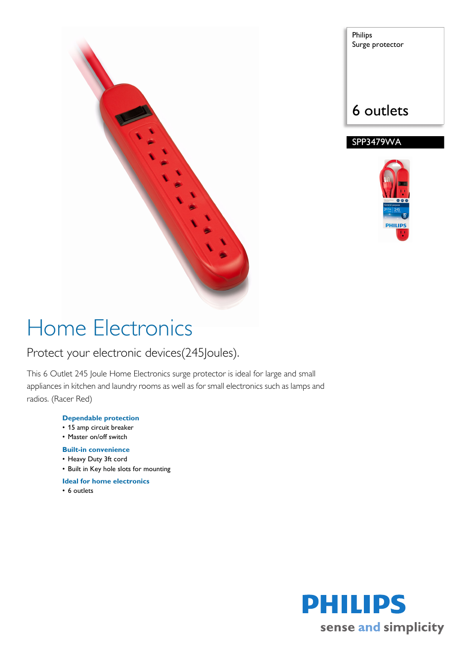 Philips SPP3479WA-17 User Manual | 2 pages