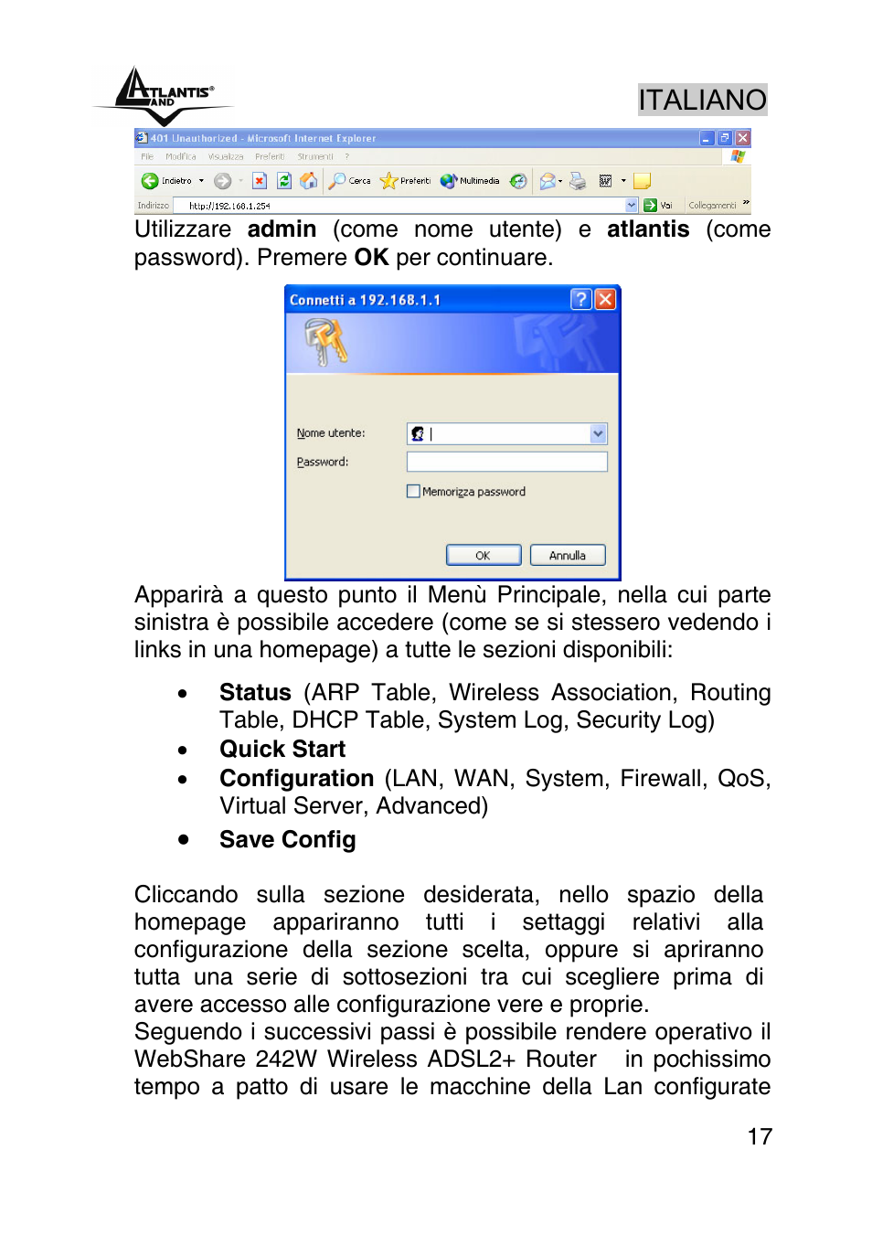 Italiano | Atlantis Land A02-RA242-W54_GX01 User Manual | Page 17 / 80
