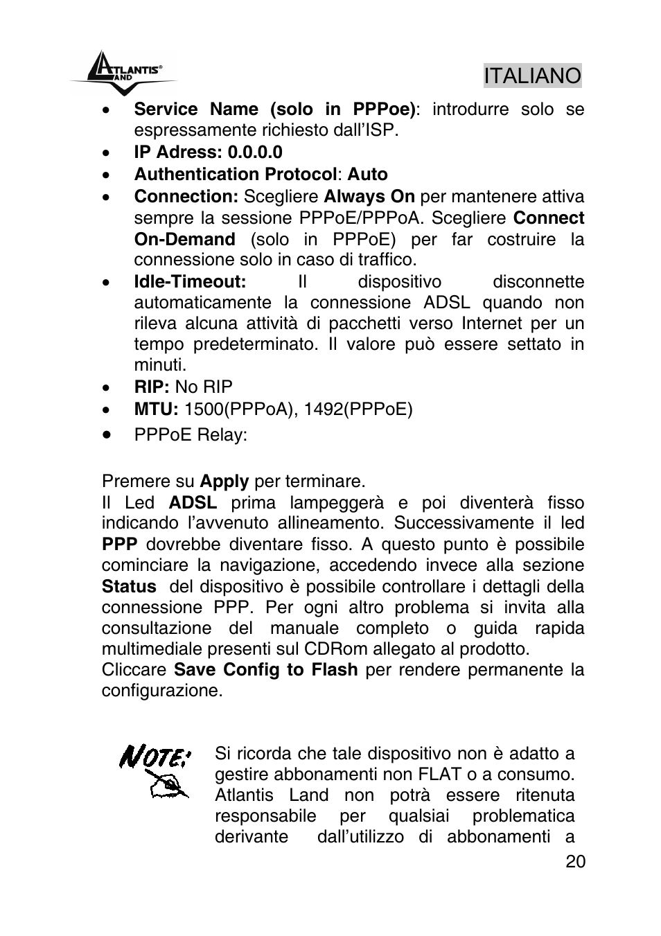 Italiano | Atlantis Land A02-RA242-W54_GX01 User Manual | Page 20 / 80