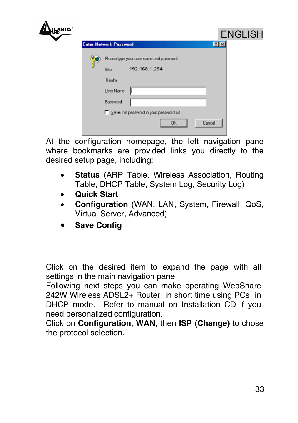 English | Atlantis Land A02-RA242-W54_GX01 User Manual | Page 33 / 80