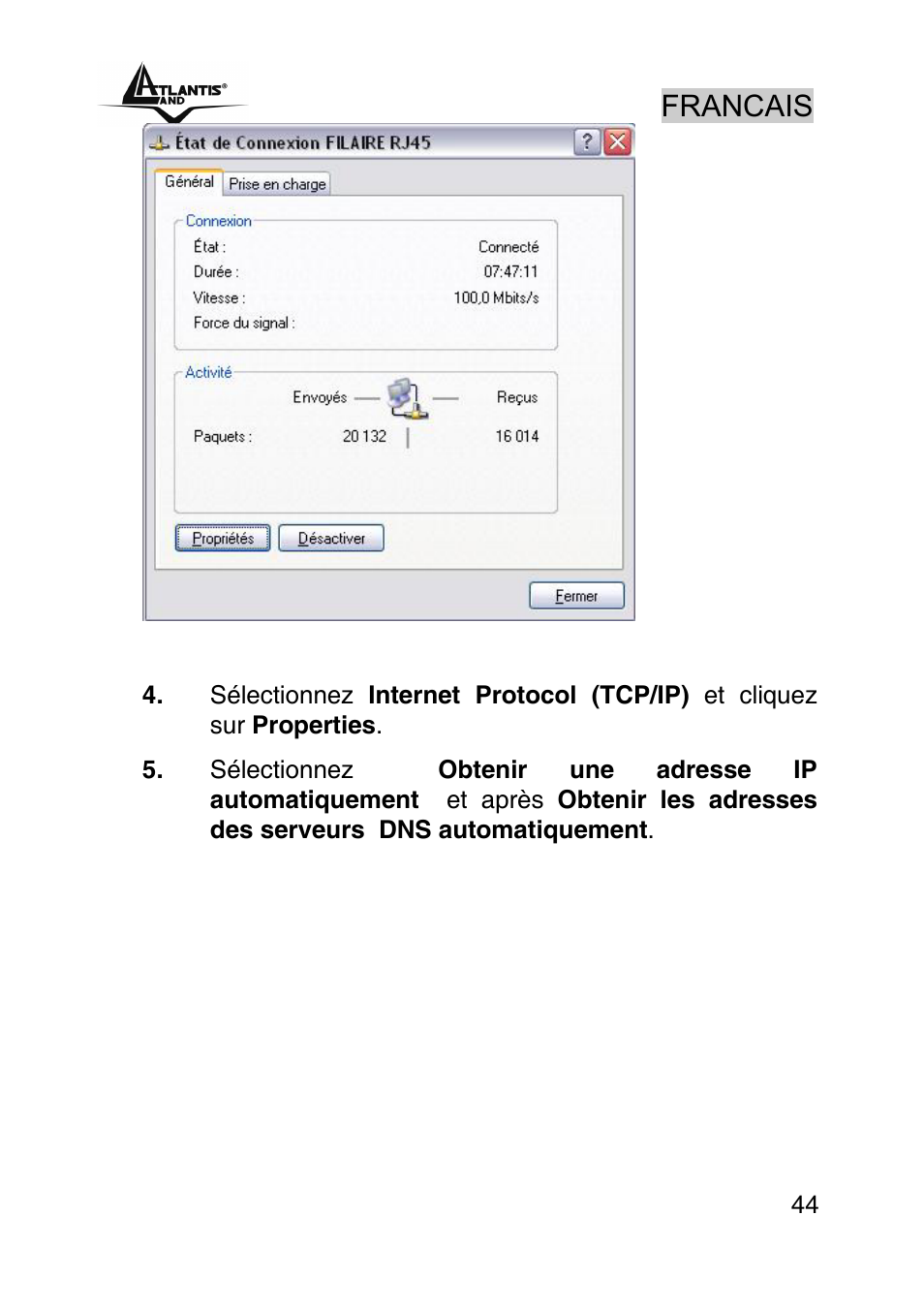 Francais | Atlantis Land A02-RA242-W54_GX01 User Manual | Page 44 / 80