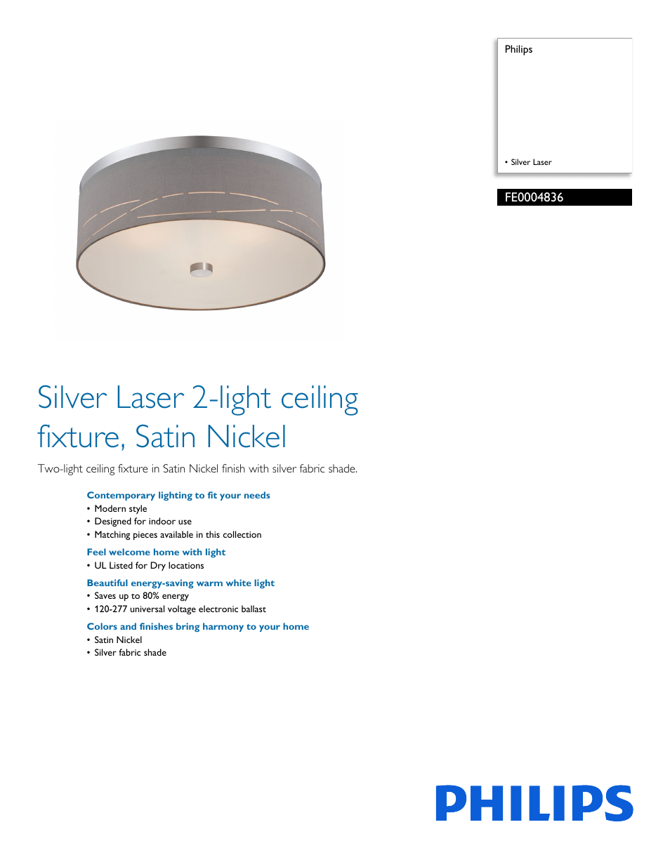 Philips FE0004836 User Manual | 2 pages