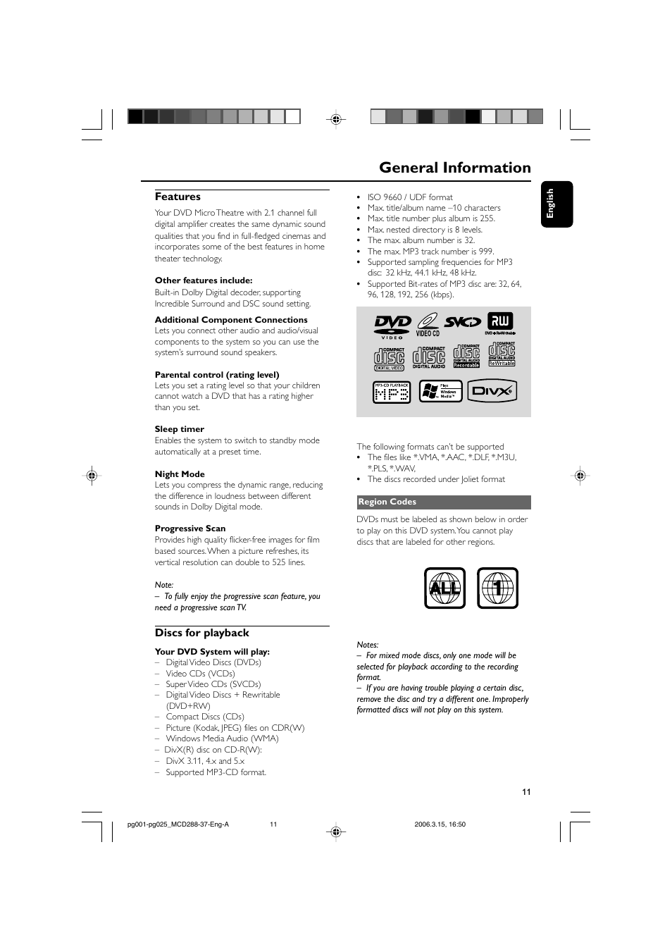 General information | Philips MCD288-37 User Manual | Page 11 / 45