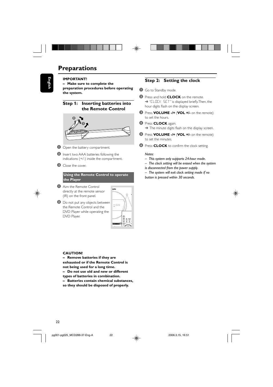 Preparations | Philips MCD288-37 User Manual | Page 22 / 45