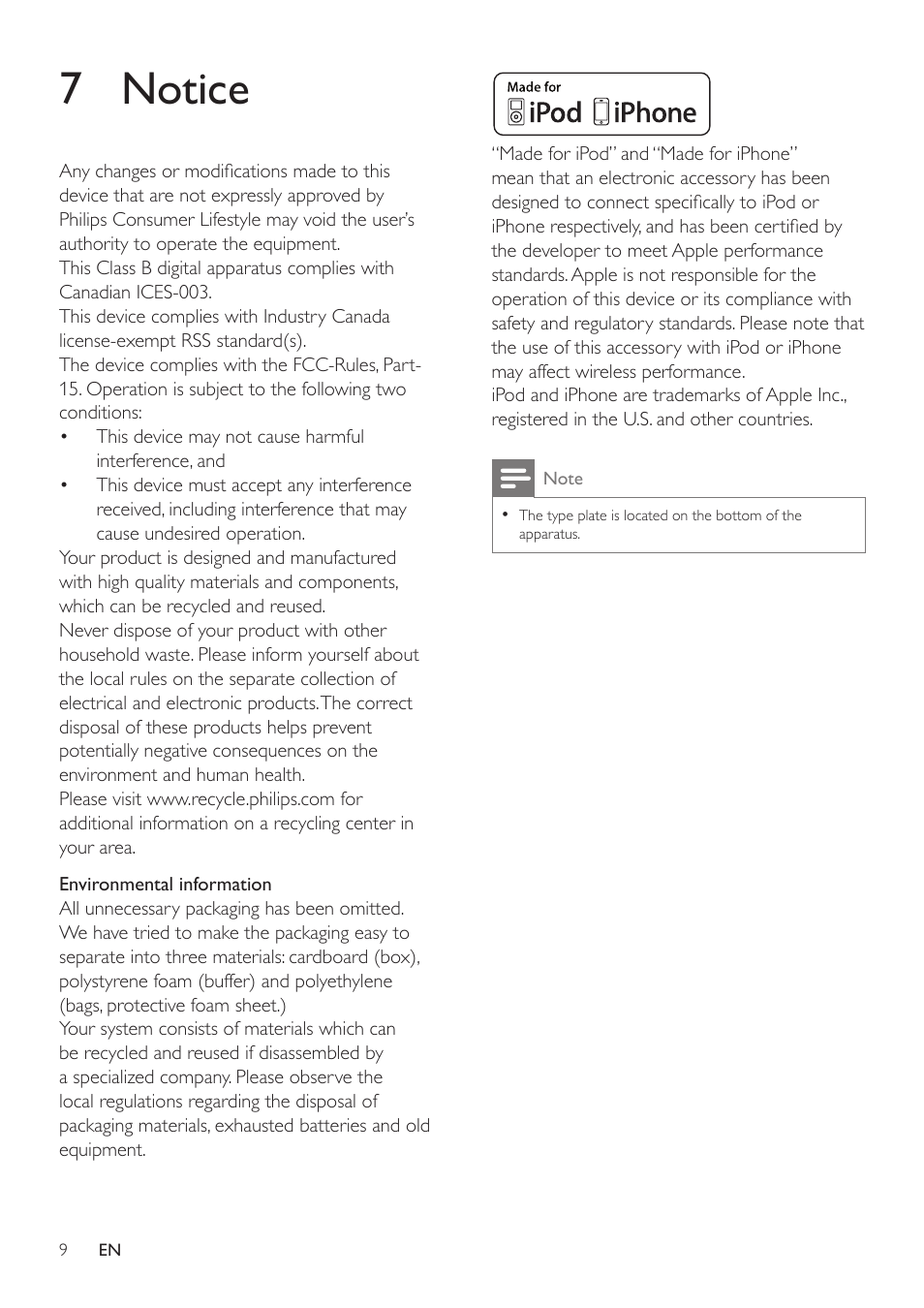 7 notice | Philips AD345-37 User Manual | Page 9 / 12