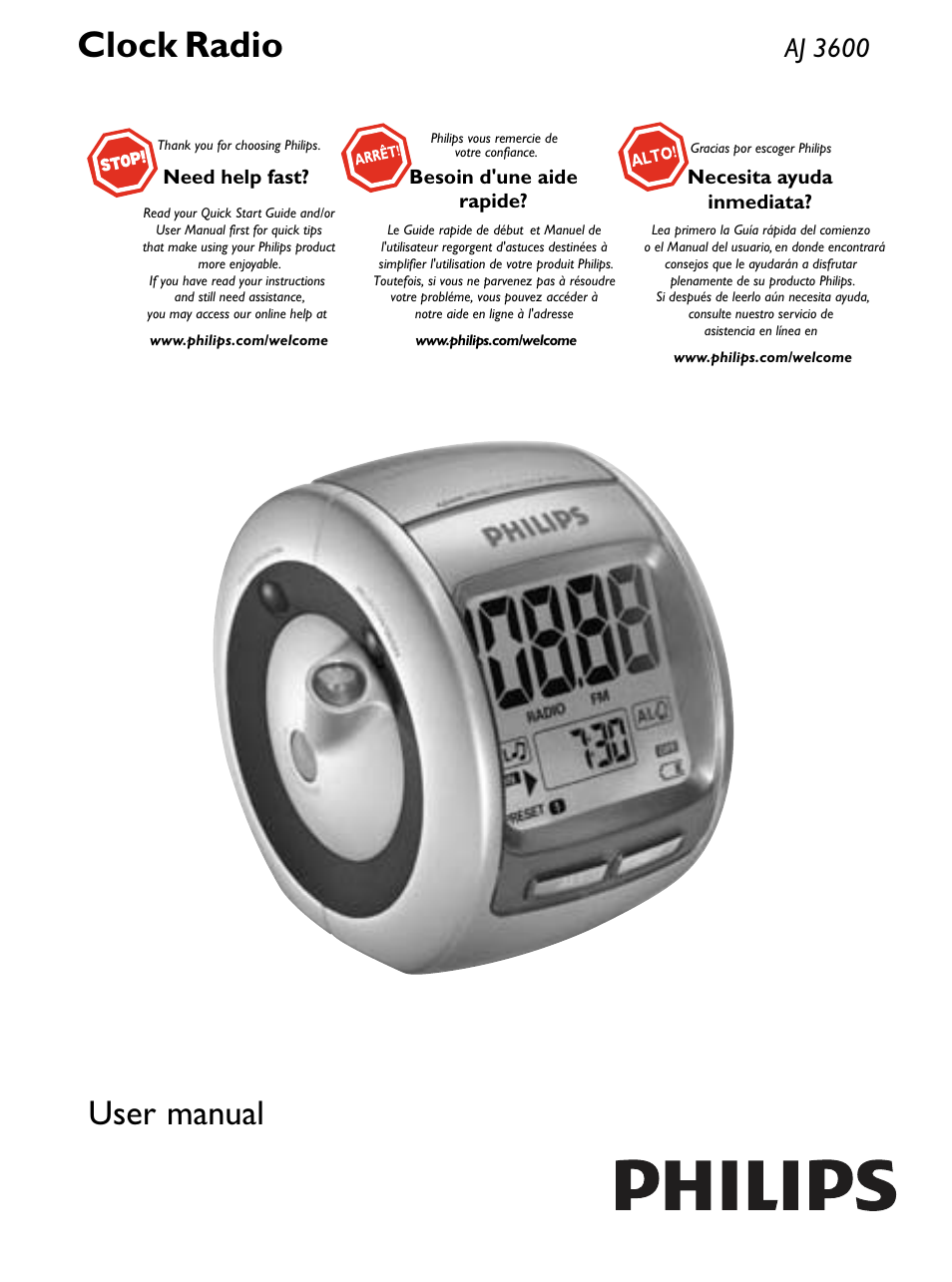 Philips Clock Radio AJ3600 User Manual | 18 pages