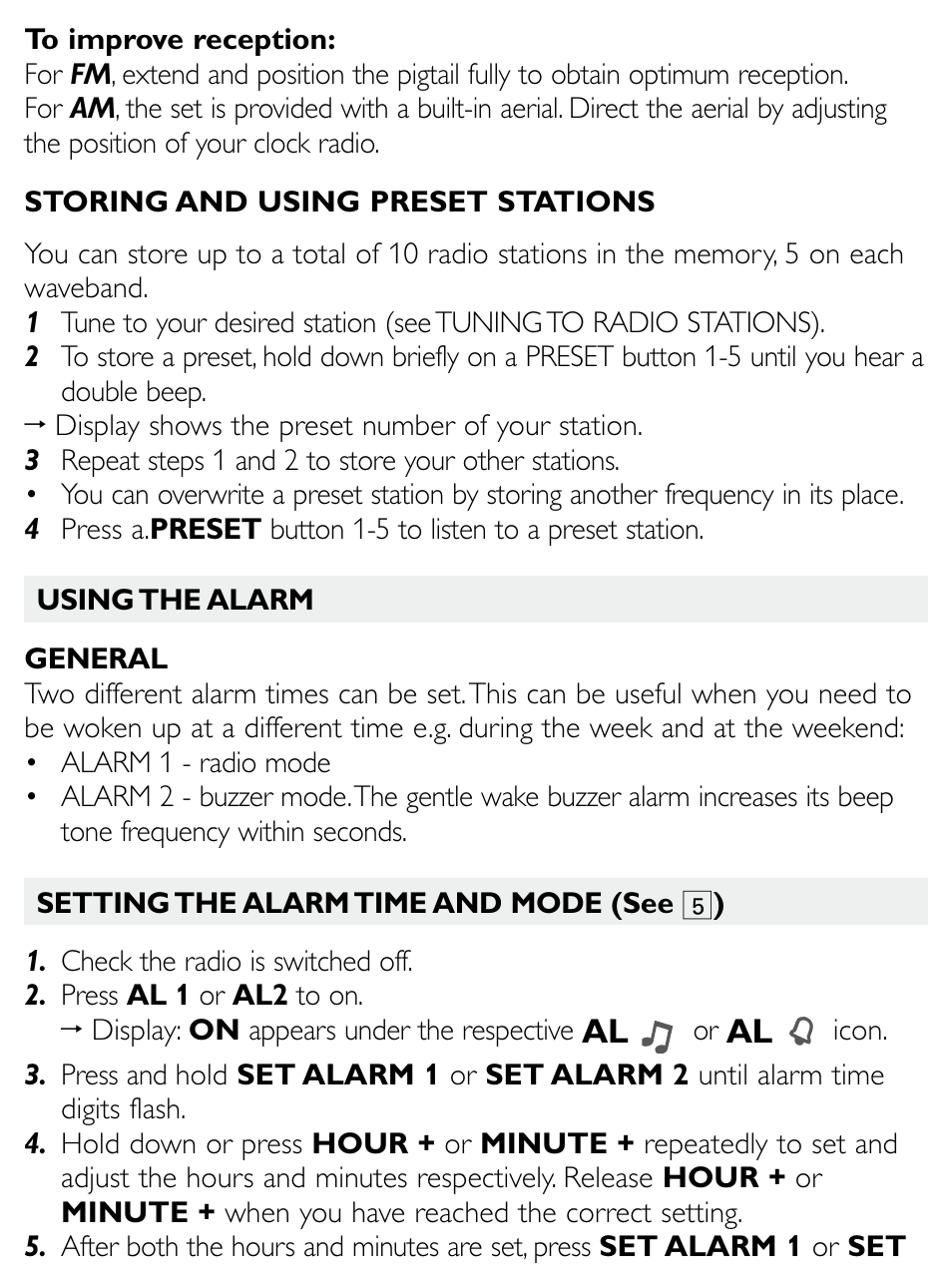 Philips Clock Radio AJ3600 User Manual | Page 12 / 18