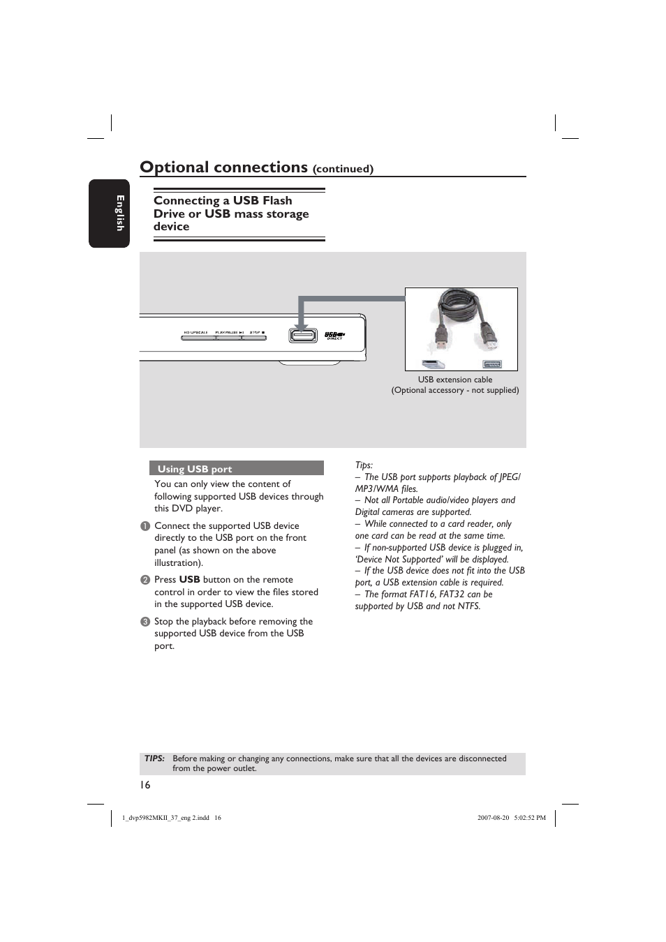 Optional connections | Philips DVP5982-37B User Manual | Page 16 / 57