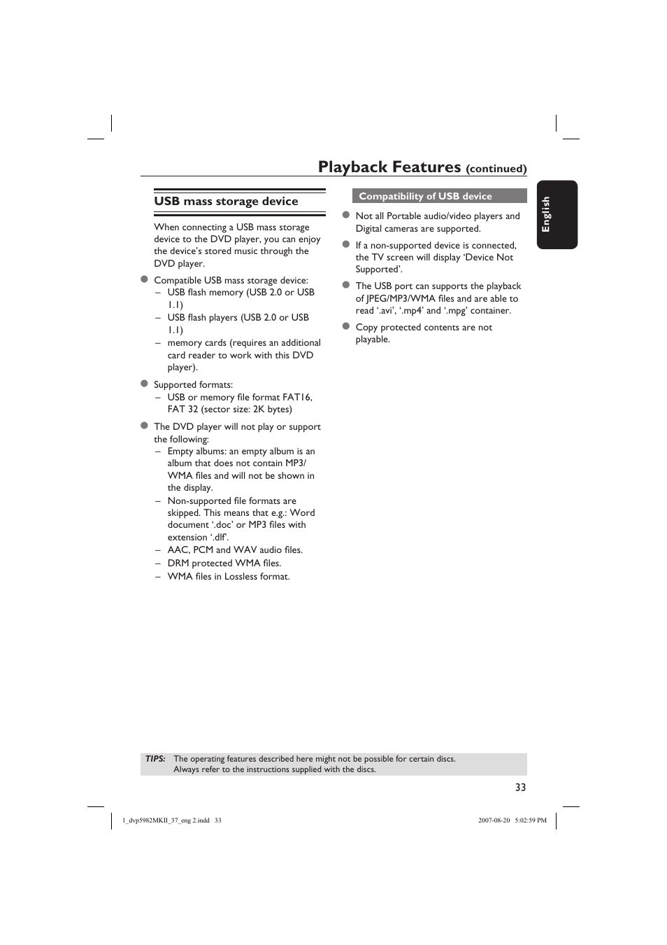 Playback features | Philips DVP5982-37B User Manual | Page 33 / 57