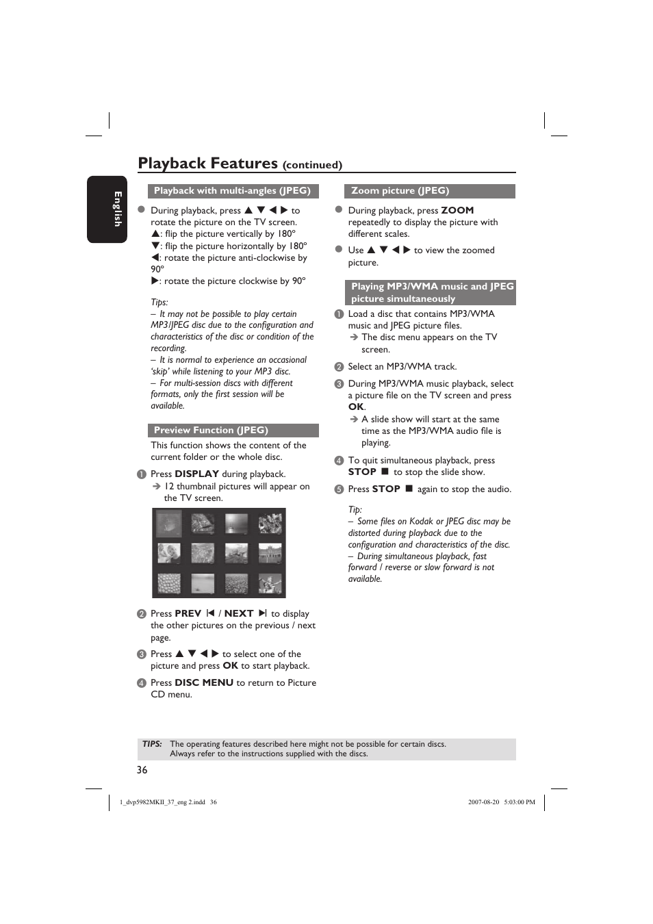 Playback features | Philips DVP5982-37B User Manual | Page 36 / 57