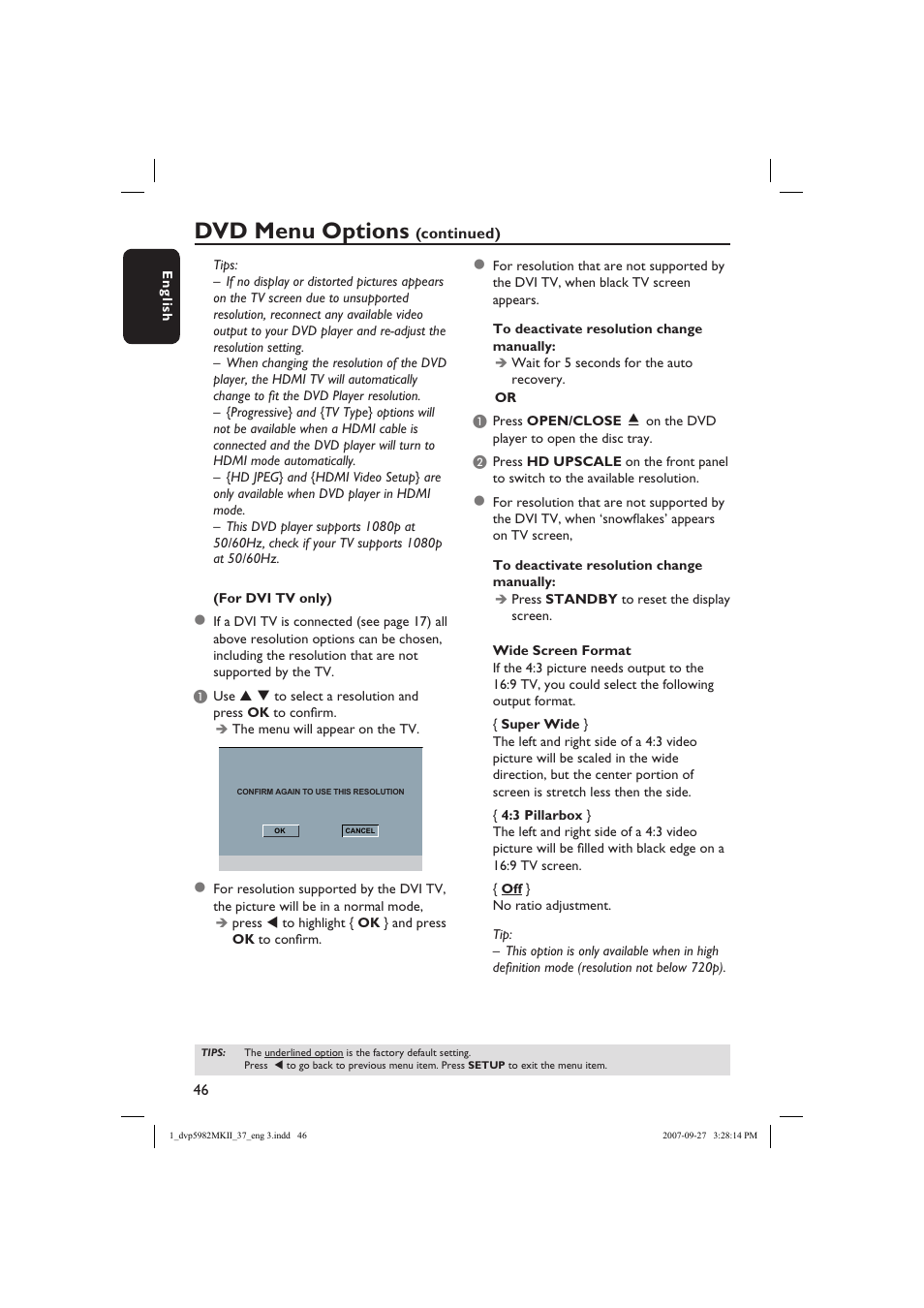 Dvd menu options | Philips DVP5982-37B User Manual | Page 46 / 57