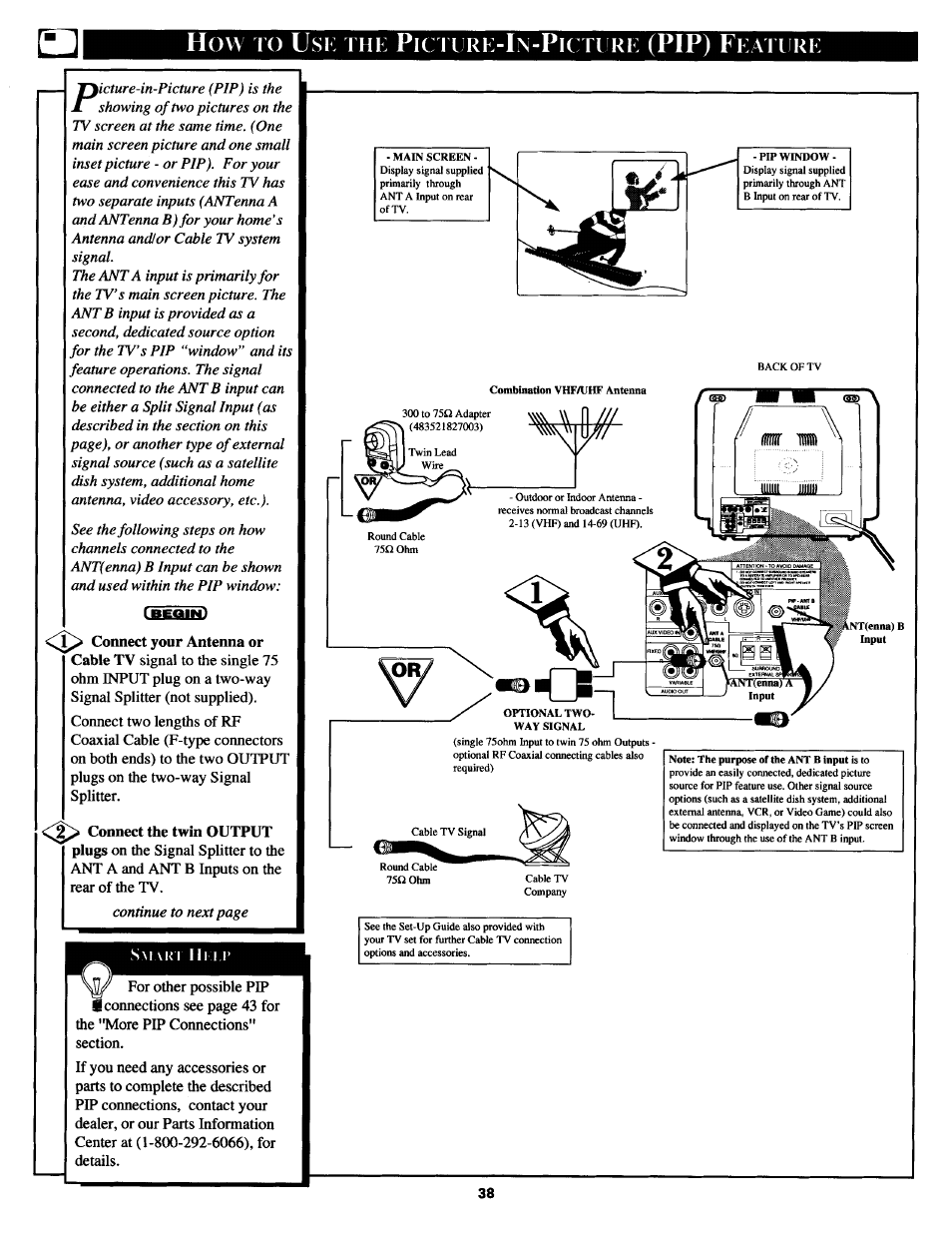 How to usk the picn re-in-picti re (pip) feature, Icti, Pip) | Eature | Philips MX2790B User Manual | Page 38 / 48
