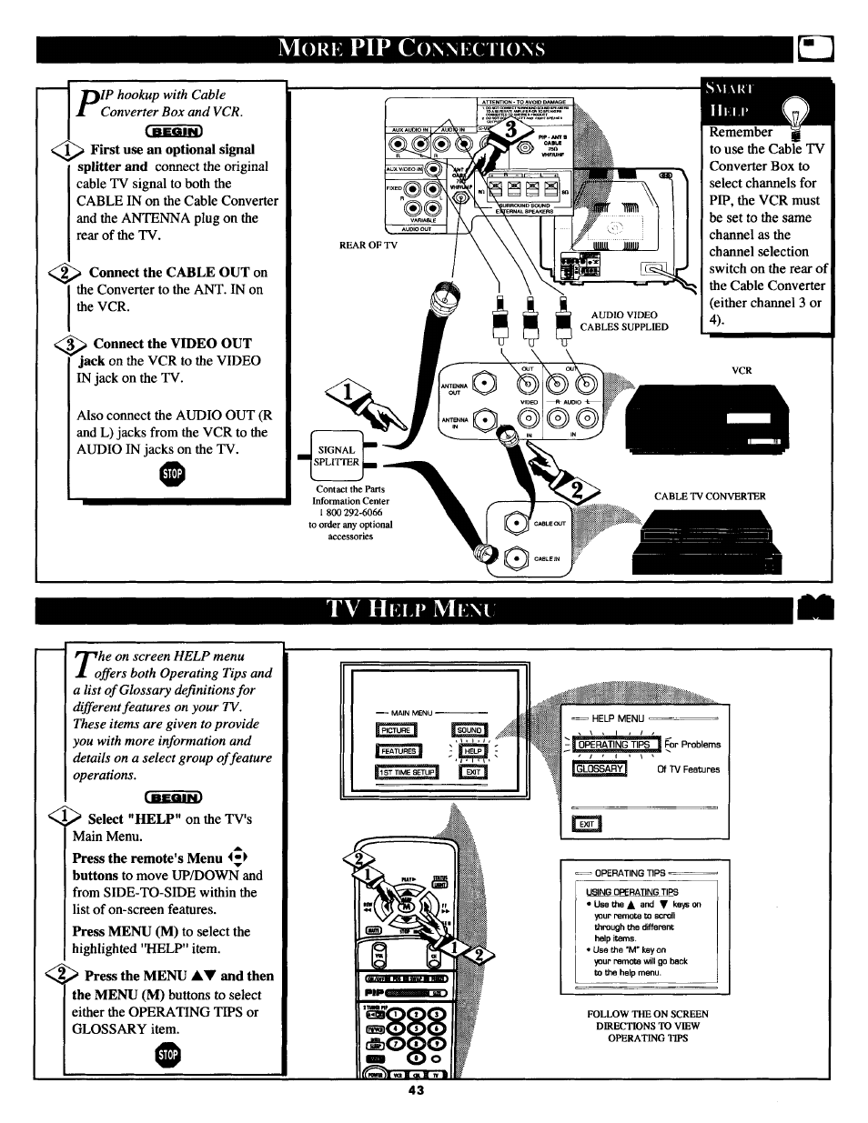 Mork pip conmxrnons, Tv h | Philips MX2790B User Manual | Page 43 / 48