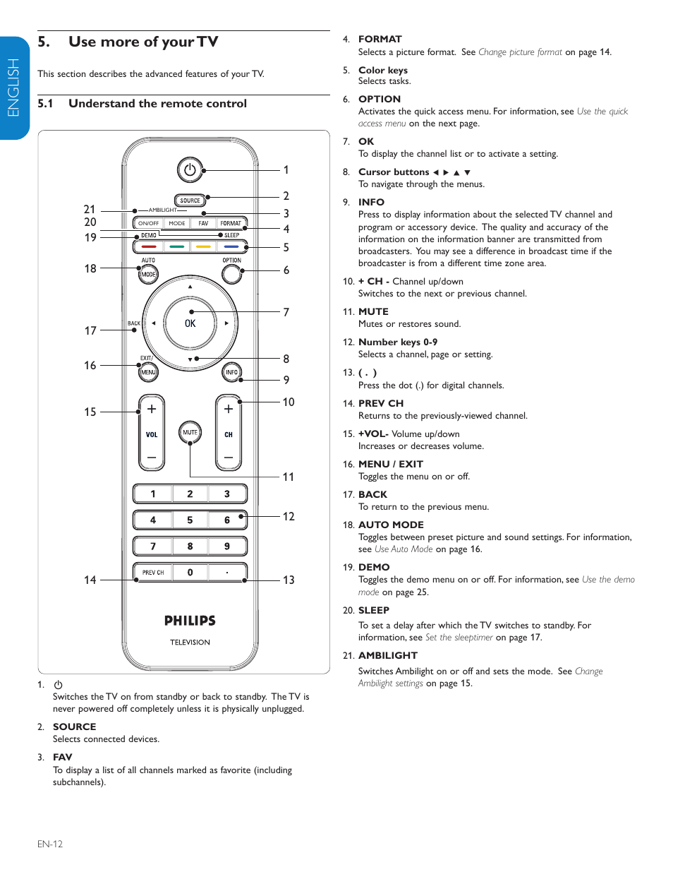 English française esp añol 5. use more of your tv | Philips 47PFL7603D-27 User Manual | Page 14 / 43