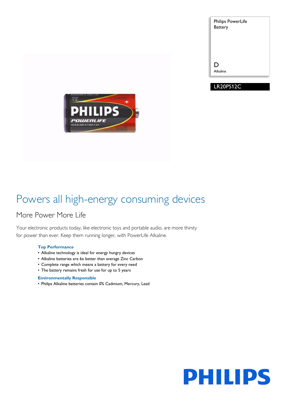 Philips LR20PS12C-27 User Manual | 2 pages