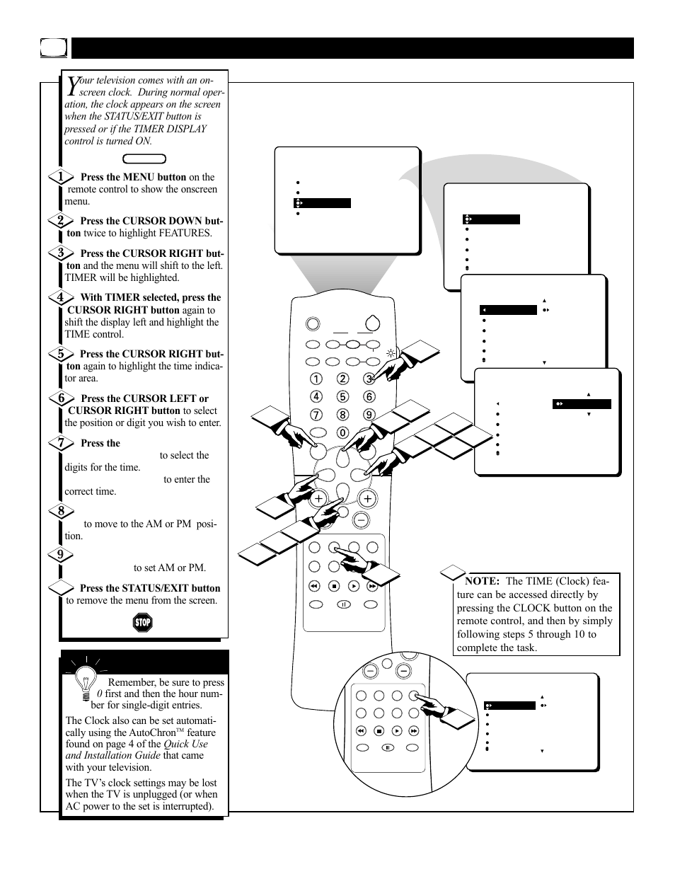 Imer, Etting the, Lock | Philips 27PT41B User Manual | Page 12 / 52