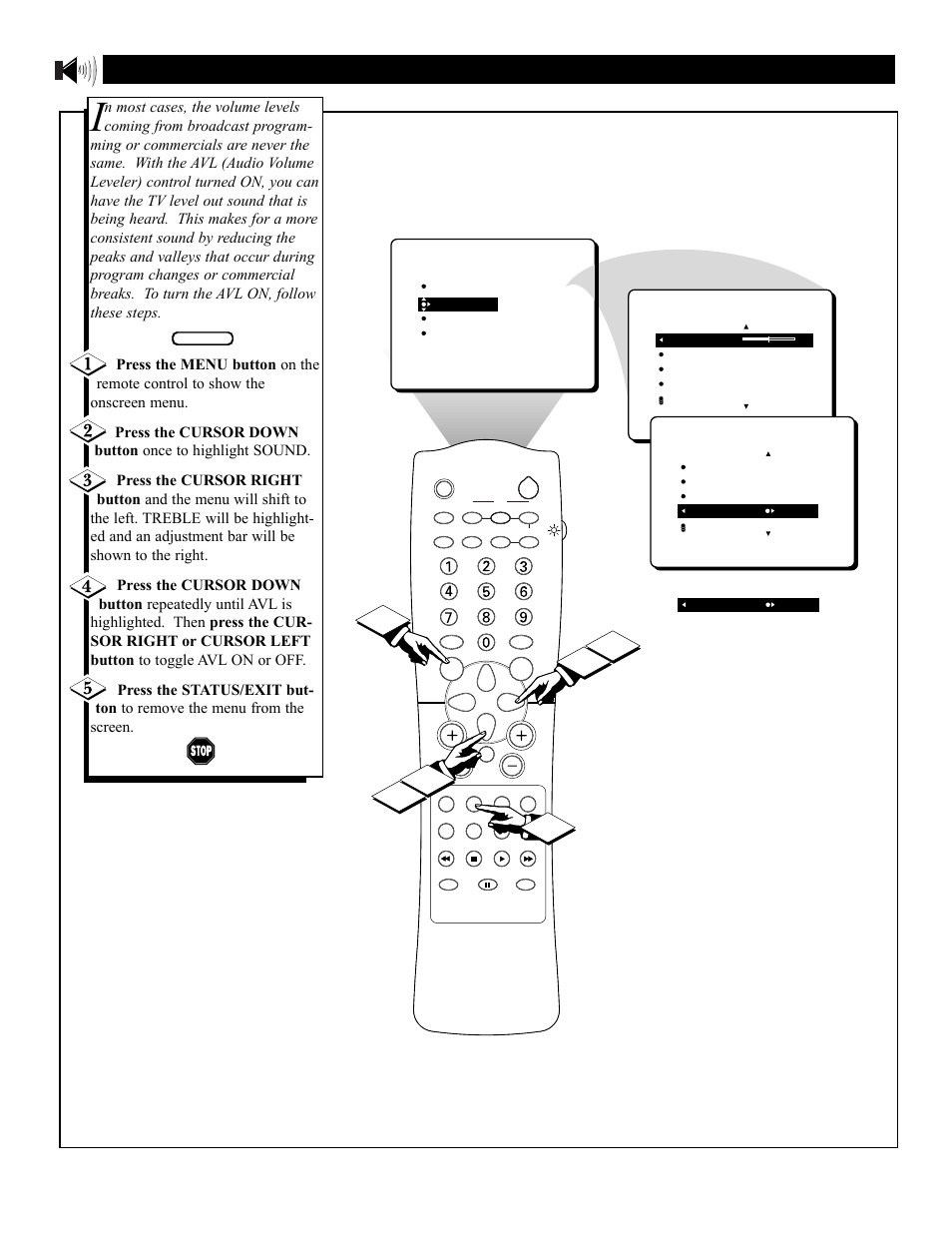 Avl (a, Ound, Sing the | Udio, Olume, Eveler | Philips 27PT41B User Manual | Page 30 / 52