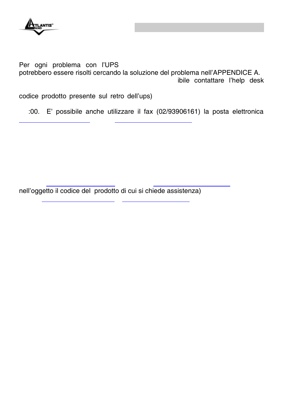 Appendice b: supporto offerto, Onepower line interactive ups (it) | Atlantis Land OnePower Line Interactive UPS A03-S1501 User Manual | Page 19 / 50