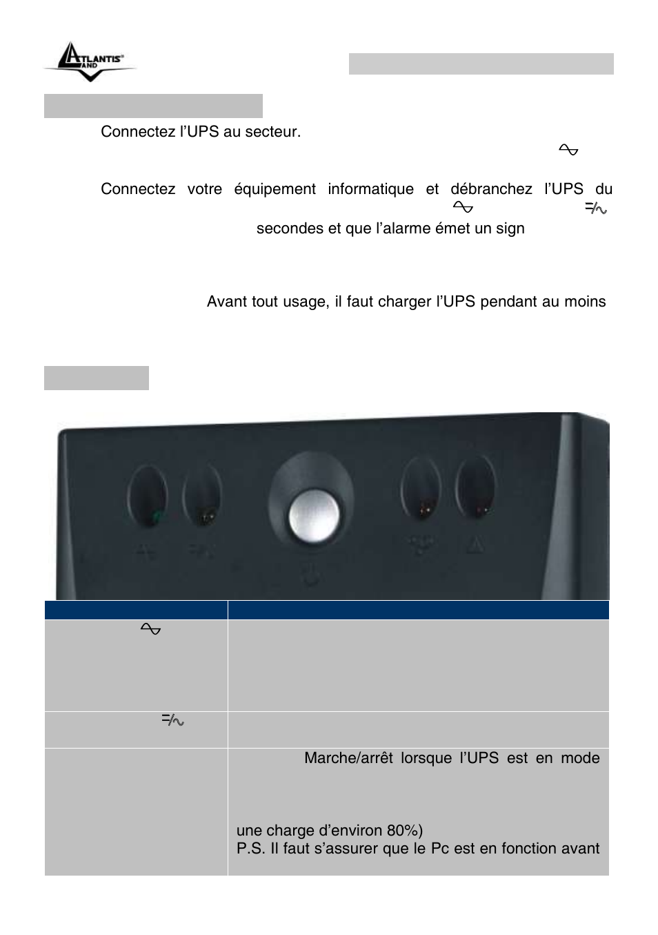 7 opérations de test, 8 facade, Onepower line interactive (fr) | Atlantis Land OnePower Line Interactive UPS A03-S1501 User Manual | Page 40 / 50