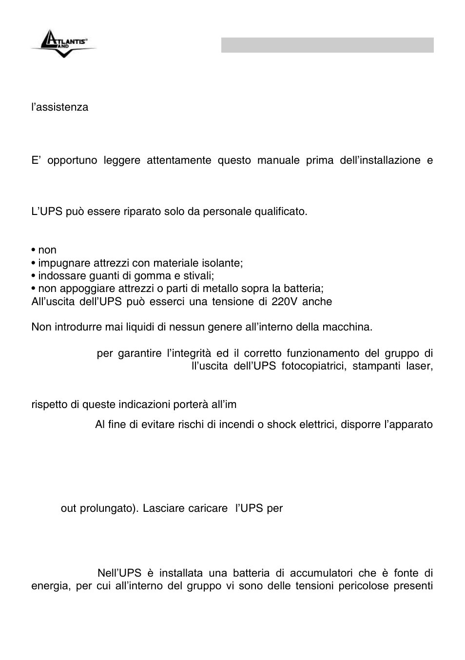 Onepower line interactive ups (it) | Atlantis Land OnePower Line Interactive UPS A03-S1501 User Manual | Page 7 / 50