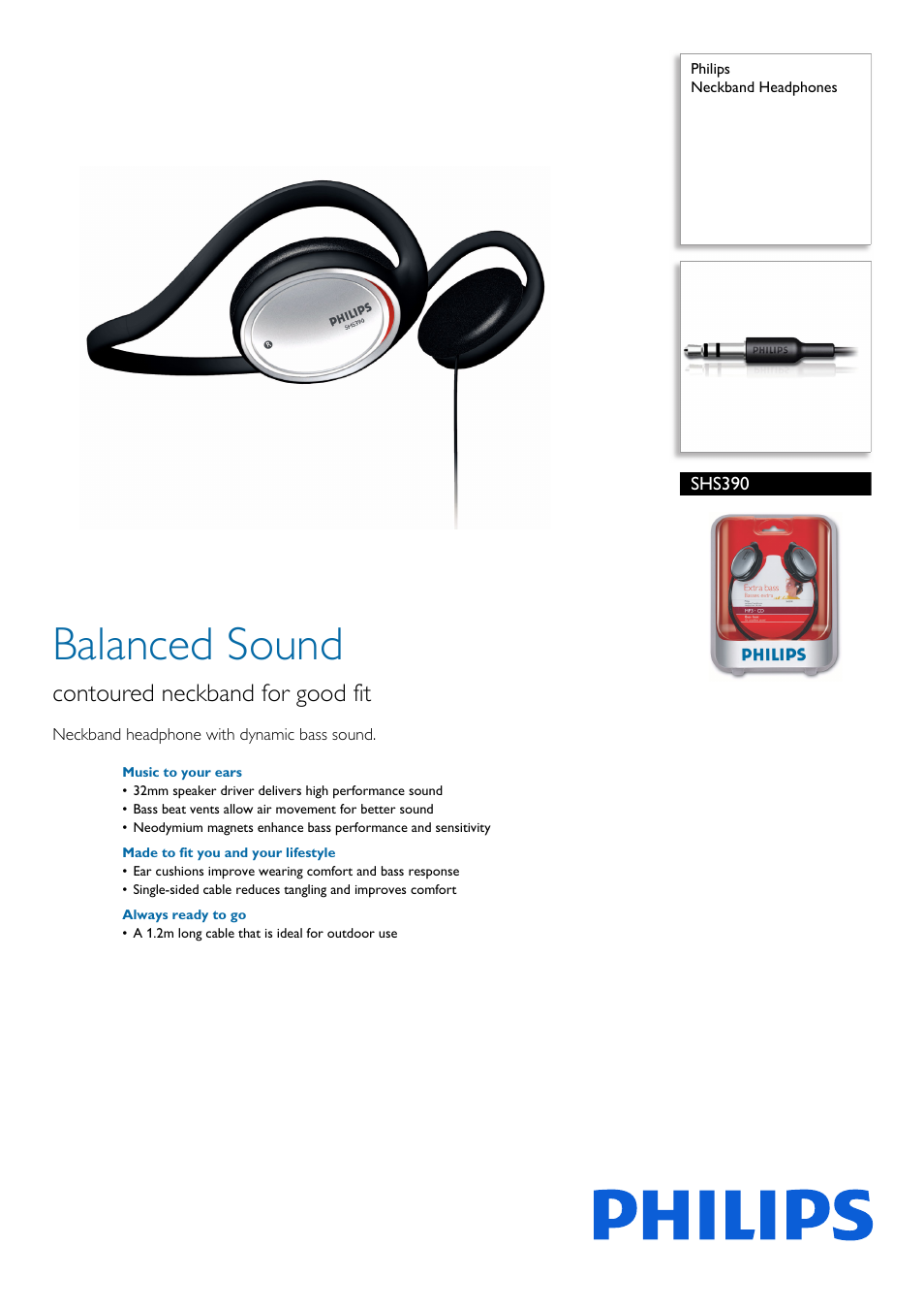 Philips SHS390-27 User Manual | 2 pages