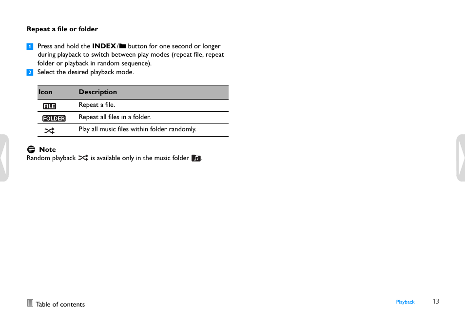 Repeat a file or folder | Philips LFH0655-27 User Manual | Page 13 / 22